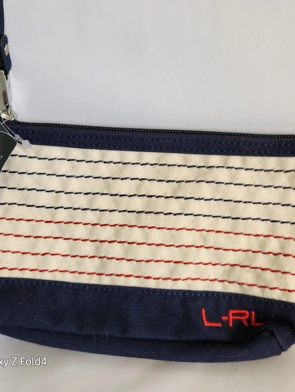 Lauren Ralph Lauren Navy and Red Striped Wristlets (Set of 2)